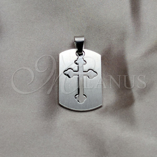Dije Religioso 05.63.1179 Acero Inoxidable, Diseño de Cruz, Pulido, Tono Plateado