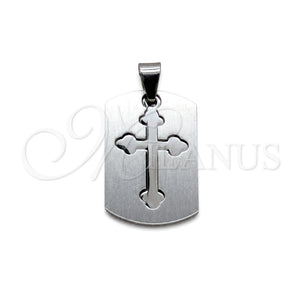 Dije Religioso 05.63.1179 Acero Inoxidable, Diseño de Cruz, Pulido, Tono Plateado