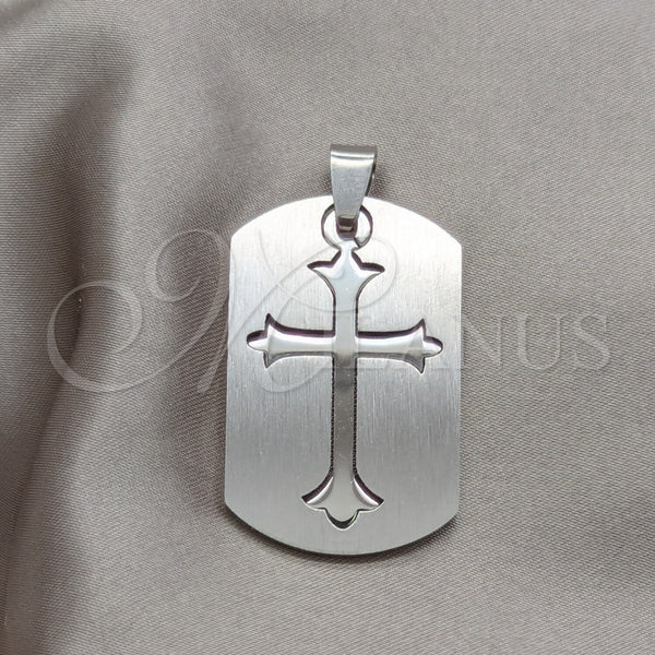 Dije Religioso 05.63.1180 Acero Inoxidable, Diseño de Cruz, Pulido, Tono Plateado