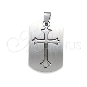 Dije Religioso 05.63.1180 Acero Inoxidable, Diseño de Cruz, Pulido, Tono Plateado