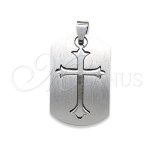 Dije Religioso 05.63.1180 Acero Inoxidable, Diseño de Cruz, Pulido, Tono Plateado
