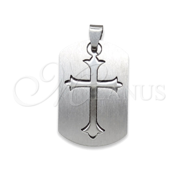 Dije Religioso 05.63.1180 Acero Inoxidable, Diseño de Cruz, Pulido, Tono Plateado