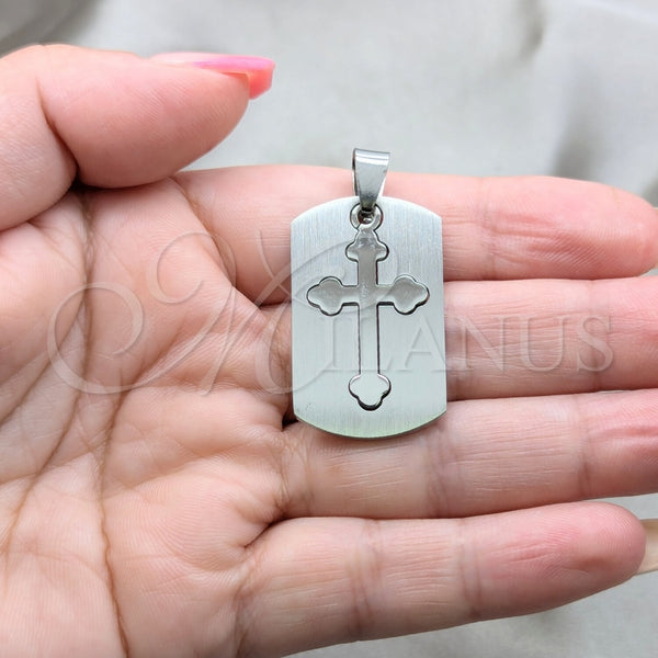 Dije Religioso 05.63.1181 Acero Inoxidable, Diseño de Cruz, Pulido, Tono Plateado