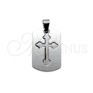 Dije Religioso 05.63.1181 Acero Inoxidable, Diseño de Cruz, Pulido, Tono Plateado