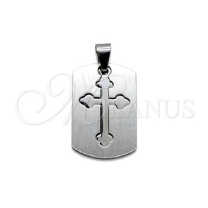 Dije Religioso 05.63.1181 Acero Inoxidable, Diseño de Cruz, Pulido, Tono Plateado