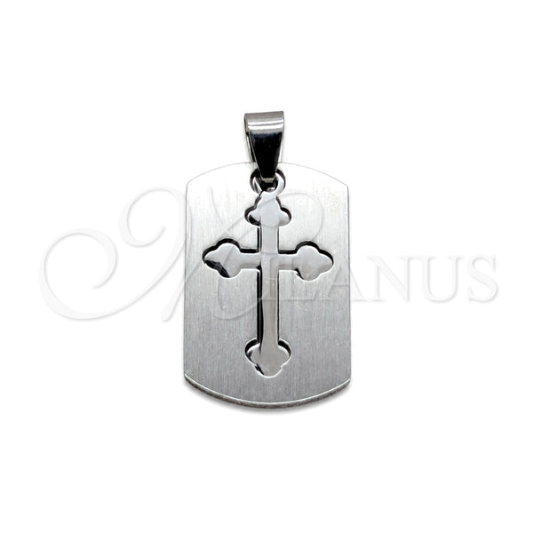 Dije Religioso 05.63.1181 Acero Inoxidable, Diseño de Cruz, Pulido, Tono Plateado