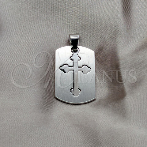 Dije Religioso 05.63.1181 Acero Inoxidable, Diseño de Cruz, Pulido, Tono Plateado