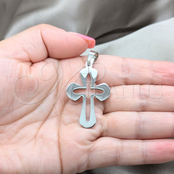 Dije Religioso 05.63.1182 Acero Inoxidable, Diseño de Cruz, Pulido, Tono Plateado