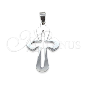 Dije Religioso 05.63.1182 Acero Inoxidable, Diseño de Cruz, Pulido, Tono Plateado