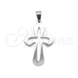 Dije Religioso 05.63.1182 Acero Inoxidable, Diseño de Cruz, Pulido, Tono Plateado