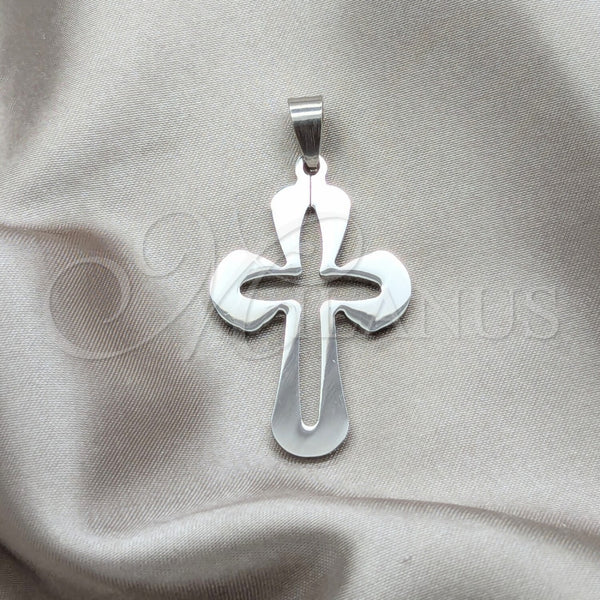 Dije Religioso 05.63.1182 Acero Inoxidable, Diseño de Cruz, Pulido, Tono Plateado