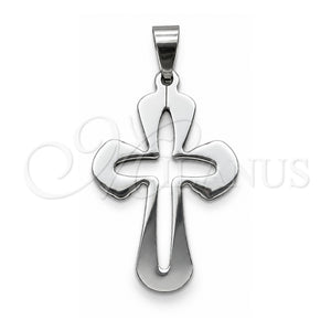 Dije Religioso 05.63.1182 Acero Inoxidable, Diseño de Cruz, Pulido, Tono Plateado