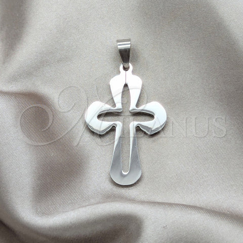 Dije Religioso 05.63.1182 Acero Inoxidable, Diseño de Cruz, Pulido, Tono Plateado
