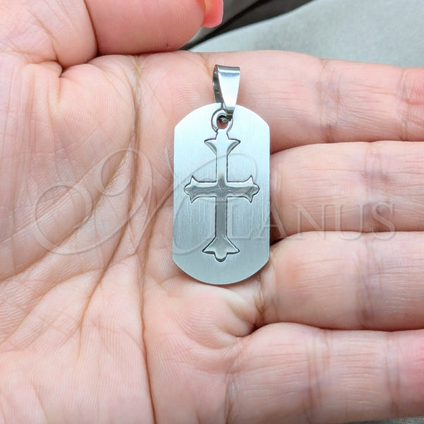 Dije Religioso 05.63.1183 Acero Inoxidable, Diseño de Cruz, Pulido, Tono Plateado