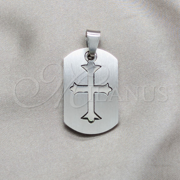 Dije Religioso 05.63.1183 Acero Inoxidable, Diseño de Cruz, Pulido, Tono Plateado