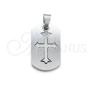 Dije Religioso 05.63.1183 Acero Inoxidable, Diseño de Cruz, Pulido, Tono Plateado