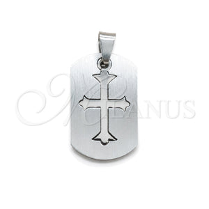 Dije Religioso 05.63.1183 Acero Inoxidable, Diseño de Cruz, Pulido, Tono Plateado