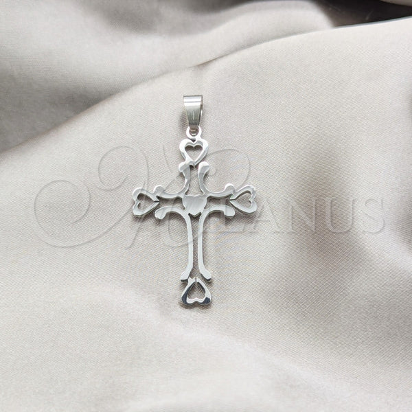 Dije Religioso 05.63.1184 Acero Inoxidable, Diseño de Cruz, Pulido, Tono Plateado