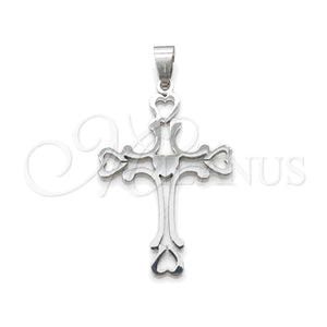 Dije Religioso 05.63.1184 Acero Inoxidable, Diseño de Cruz, Pulido, Tono Plateado