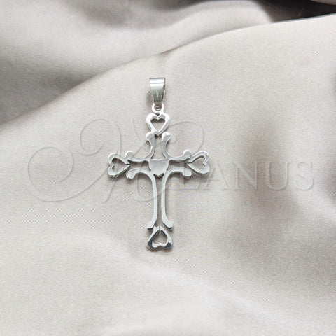 Dije Religioso 05.63.1184 Acero Inoxidable, Diseño de Cruz, Pulido, Tono Plateado
