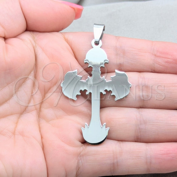 Dije Religioso 05.63.1188 Acero Inoxidable, Diseño de Cruz, Pulido, Tono Plateado
