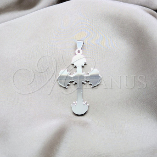 Dije Religioso 05.63.1188 Acero Inoxidable, Diseño de Cruz, Pulido, Tono Plateado