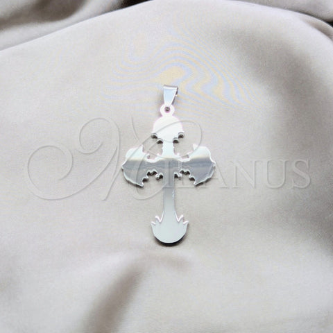 Dije Religioso 05.63.1188 Acero Inoxidable, Diseño de Cruz, Pulido, Tono Plateado