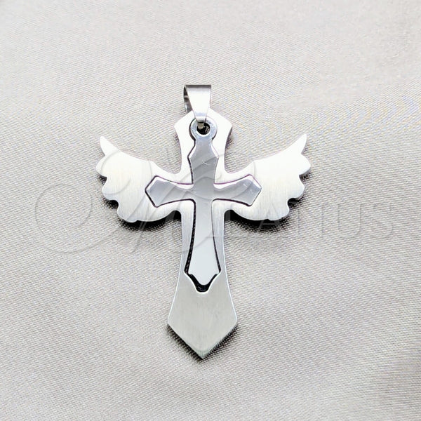 Dije Religioso 05.63.1190 Acero Inoxidable, Diseño de Cruz, Pulido, Tono Plateado