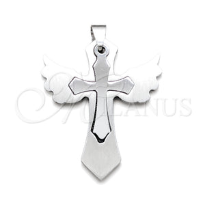 Dije Religioso 05.63.1190 Acero Inoxidable, Diseño de Cruz, Pulido, Tono Plateado