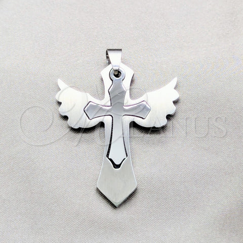 Dije Religioso 05.63.1190 Acero Inoxidable, Diseño de Cruz, Pulido, Tono Plateado