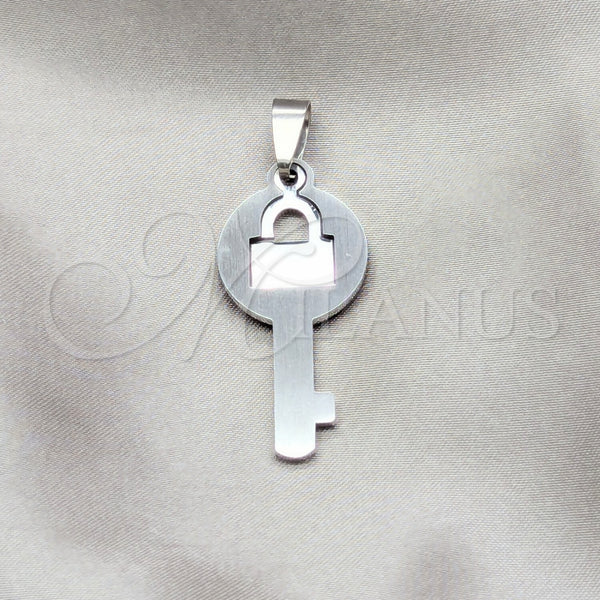 Dije Elegante 05.63.1191 Acero Inoxidable, Diseño de Llave, Pulido, Tono Plateado
