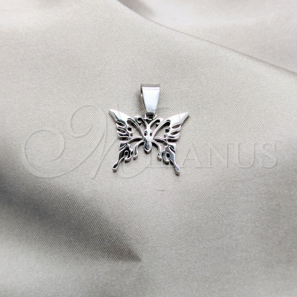 Dije Elegante 05.63.1193 Acero Inoxidable, Diseño de Mariposa, Pulido, Tono Plateado