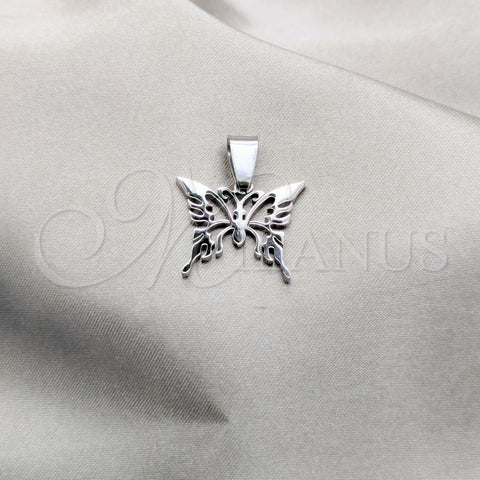 Dije Elegante 05.63.1193 Acero Inoxidable, Diseño de Mariposa, Pulido, Tono Plateado