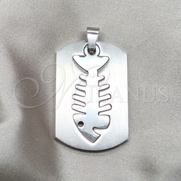 Dije Elegante 05.63.1197 Acero Inoxidable, Diseño de Pescado, Pulido, Tono Plateado