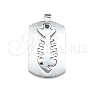 Dije Elegante 05.63.1197 Acero Inoxidable, Diseño de Pescado, Pulido, Tono Plateado