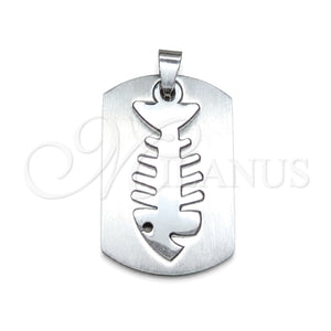 Dije Elegante 05.63.1197 Acero Inoxidable, Diseño de Pescado, Pulido, Tono Plateado