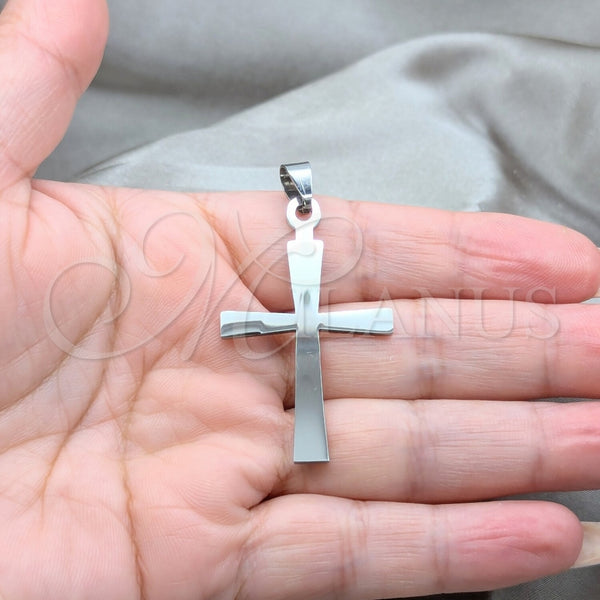 Dije Religioso 05.63.1205 Acero Inoxidable, Diseño de Cruz, Pulido, Tono Plateado