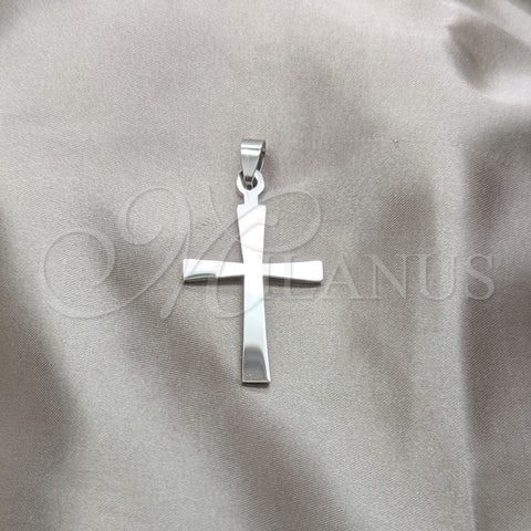 Dije Religioso 05.63.1205 Acero Inoxidable, Diseño de Cruz, Pulido, Tono Plateado
