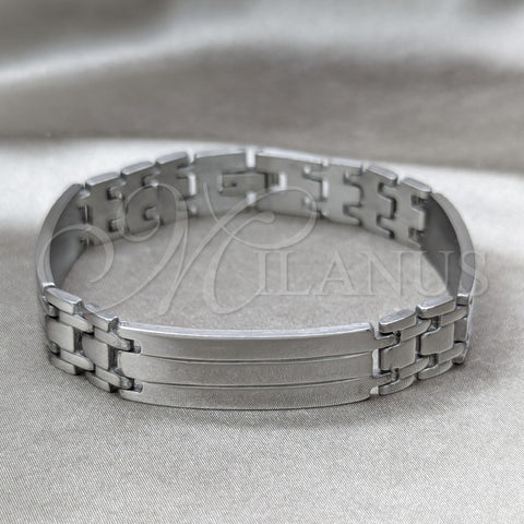 Pulsera Solida 03.63.22935.08 Acero Inoxidable, Pulido, Tono Plateado (11 MM Thickness, 8 Inches Length)