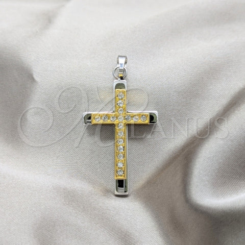 Dije Religioso 05.63.1210 Acero Inoxidable, Diseño de Cruz, con Zirconia Cubica Blanca, Pulido, Acero