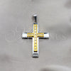 Dije Religioso 05.63.1211 Acero Inoxidable, Diseño de Cruz, con Blanca Zirconia Cubica, Pulido, Tono Plateado