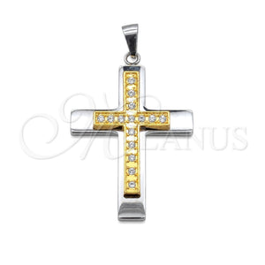 Dije Religioso 05.63.1211 Acero Inoxidable, Diseño de Cruz, con Blanca Zirconia Cubica, Pulido, Tono Plateado