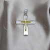 Dije Religioso 05.63.1212 Acero Inoxidable, Diseño de Cruz, con Blanca Cristal, Pulido, Tono Plateado