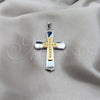 Dije Religioso 05.63.1214 Acero Inoxidable, Diseño de Cruz, con Blanca Zirconia Cubica, Pulido, Tono Plateado
