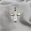 Dije Religioso 05.63.1214 Acero Inoxidable, Diseño de Cruz, con Blanca Zirconia Cubica, Pulido, Tono Plateado