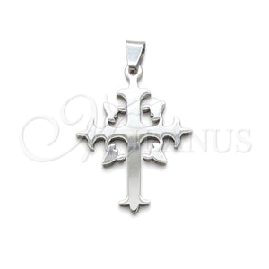 Dije Religioso 05.63.1216 Acero Inoxidable, Diseño de Cruz, Pulido, Tono Plateado