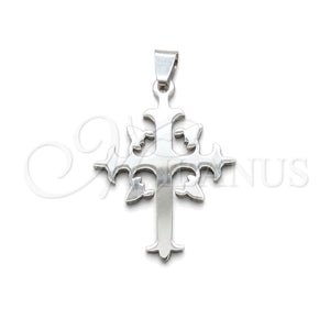 Dije Religioso 05.63.1216 Acero Inoxidable, Diseño de Cruz, Pulido, Tono Plateado