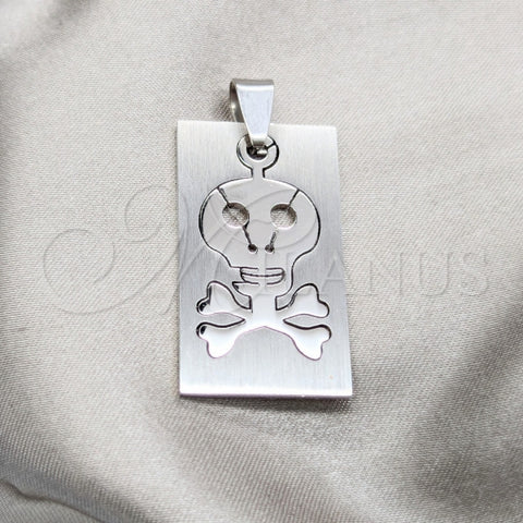 Dije Religioso 05.63.1218 Acero Inoxidable, Diseño de Calavera, Pulido, Acero