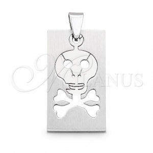 Dije Religioso 05.63.1218 Acero Inoxidable, Diseño de Calavera, Pulido, Tono Plateado