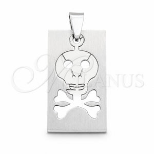 Dije Religioso 05.63.1218 Acero Inoxidable, Diseño de Calavera, Pulido, Tono Plateado